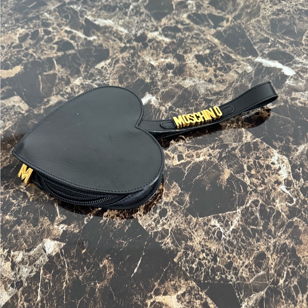 Vintage Moschino Black Heart-Shaped Wristlet